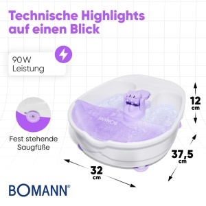 Bazin de picioare Bomann FM 8000 CB cu efect de whirlpool, 90 W, 4 functii - Img 7