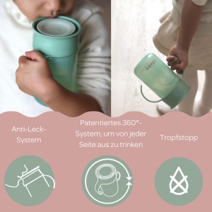 Beaba 360deg Lernbecher Tropfstopp Salbeigrun 340ml Manere Detasabile - Img 3