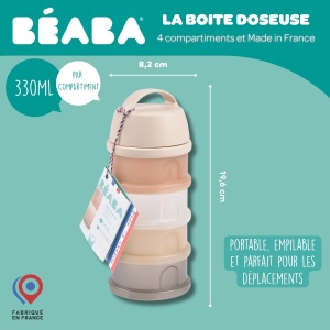 BEABA, Cutii de dozare lapte praf stivuibile, 100% etanse, 4 compartimente, capacitate mare, pot fi folosite si ca cutii de gustari, transparente - Img 4