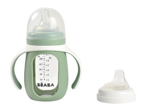 Beaba Pahar de Invatat 2 in 1 210ml Verde Salvie Silicon Rezistent - Img 4