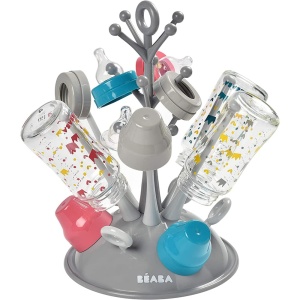 BEABA - Scurgator pentru biberoane - Va permite uscarea a 6 biberoane si accesorii pentru biberoane - Tava de scurgere detasabila - Practica si bine gandita - Gri - Img 4
