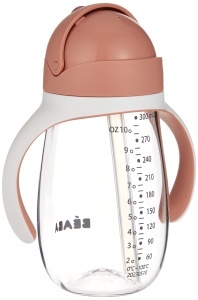 Beaba Strohhalmbecher 2 in 1 Babyflasche 300 ml Roz Manere Detasabile - Img 5