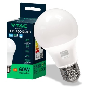 Bec LED V-TAC E27 8.5W A60 3000K 806 Lumen