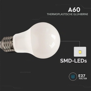 Bec LED V-TAC E27 8,5W (echivalent 60W) 3000K Warmwhite, 3 bucati - Img 4