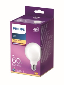 Bec Philips LEDclassic E27, 806 lumeni echivalent cu 60W, alb cald (2.700 Kelvin), mat - Img 1