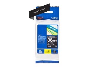 Benzi de etichetare Brother TZe-365, 36 mm, alb pe negru, compatibile cu P-touch