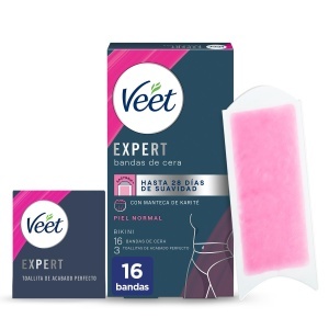 Benzi depilatoare Veet Expert cu Karite, 16 benzi, pentru bikini si corp