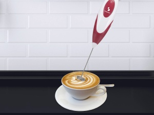 BEPER 90.349 Bagheta pentru spumant de lapte, Spumant de lapte electric - cu suport din otel inoxidabil 15-20s, Spumant de lapte cu baterii pentru cafea, latte, cappuccino, ciocolata calda si rece - Img 5