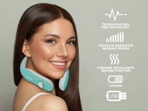 BEPER P302MAS100 Aparat de masaj cervical, Aparat de masaj pentru gat, 6 moduri, intensitate reglabila, functie de incalzire, reincarcabil, cu port USB - Img 5