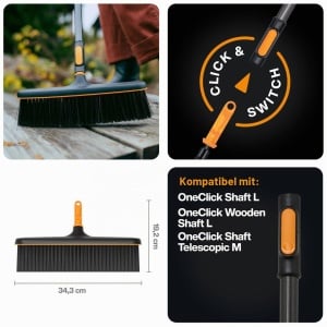 Besen Fein Fiskars OneClick, 460g, cu Borsti Moi, NegruPortocaliu - Img 2