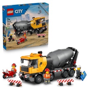Betonmixer LEGO City 60478 - 371 piese, 3 minifiguri, dublu rol