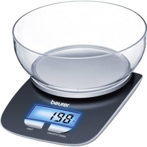 Beurer 704.15 KS 25 Cantar de bucatarie cu vas de cantarire de 1,2 l, cantar digital de bucatarie cu functie de cantarire a tarei si capacitate de incarcare de 3 kg, (L x l x H) 220 x 150 x 50 mm