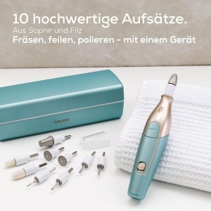 Beurer MP 84 Set Manichiura si Pedichiura Electric 10 Accesorii LED Turcoaz - Img 3