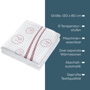Beurer UB 90 Incalzitor pentru pat 2 zone de temperatura masurare consum Eco-Control Alb - Img 8