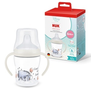 Biberon de tranzitie NUK Perfect Match 150 ml anti-scurgere manere anti-alunecare Disney Iah 6 luni