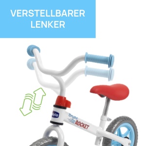 Bicicleta fara pedale Chicco Bright Rocket ajustabila cadru usor 2-5 ani alb - Img 3