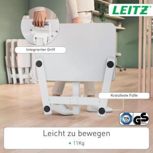 Birou pliabil si reglabil in inaltime Leitz Ergo, 65 x 46 cm, alb - Img 5