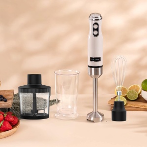 Blender de mana Cecotec Power RetroBeige 1200MAX Cream&Crush, putere maxima 1200 W, tehnologie CrossBlades, 2 viteze, set de accesorii poate fi spalat in masina de spalat vase, hota pentru stropire - Img 2