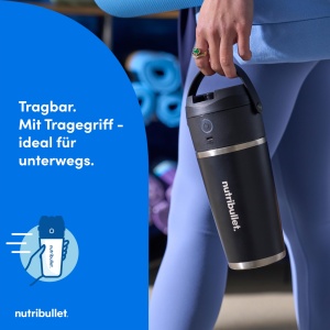 Blender portabil Nutribullet Flip, 590 ml, inox, kabellos, negru - Img 5