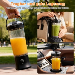 Blender portabil TOPESCT, 500 ml, 270W, 6 lame, negru - Img 5