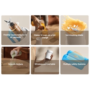 Blender portabil Xiaomi, putere 300W, design compact, culoare alba - Img 3