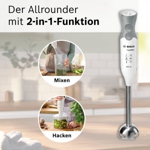Blender vertical Bosch ErgoMixx MSM66120, 600 W, 12 viteze Turbo, AlbGri - Img 3