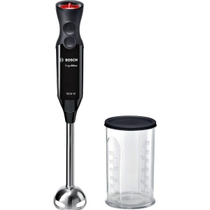 Blenderul de mana Bosch ErgoMixx MS6CB6110, baza de blender din otel inoxidabil, ceasca de amestecare si masurare, lama cu 4 lame, carcasa usoara, 12 niveluri plus turatie turbo, curatare usoara, 1000 W, negru/antracit - Img 1