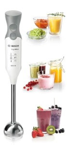 Blenderul de mana Bosch ErgoMixx MSM66110, picior blender din otel inoxidabil, ceasca de amestecare si masurare, 2 setari de viteza, carcasa usoara, cutit cu 4 lame, curatare usoara, 600 W, alb/gri - Img 4