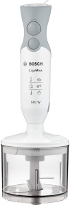 Blenderul de mana Bosch ErgoMixx MSM66120, baza blender din otel inoxidabil, ceasca de amestecare si masurare, cutit cu 4 lame, design ergonomic, 12 niveluri plus turbo, 600 W, alb/gri - Img 2