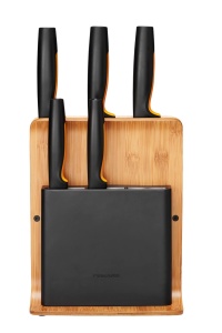 Bloc de cutite Fiskars Functional Form cu 5 cutite din otel japonez, bambus - Img 1