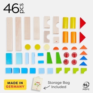 Blocuri de constructie HABA - 46 piese colorate din lemn, pentru copii de la 1 an - Img 8