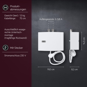 Boiler Instantaneu AEG MTD 350, 3.5 kW, pentru Chiuveta, Made in Germany - Img 6