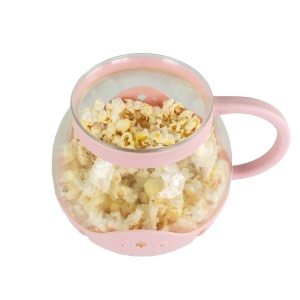 Bol pentru popcorn JOCCA din sticla, 2.2 l, cu grilaj din silicon, roz - Img 5