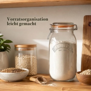 Borcan cu capac Kilner, 2 L, sticla transparenta, design rotund - Img 4