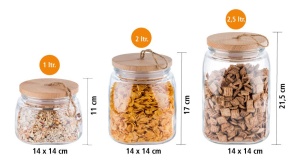 Borcan de depozitare APS Woody, 2 litri, cu capac din lemn si etansare din silicon - Img 3