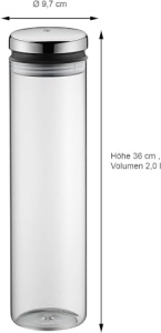 Borcan de depozitare WMF Depot 2l, inaltime 36 cm, borcan de depozitare cu capac, recipient pentru boabe de cafea, borcan de muesli, borcan de depozitare a alimentelor cu deschidere mare de umplere - Img 2