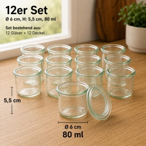 Borcan de sticla APS 82310, set 12 bucati, 80 ml, transparent - Img 2