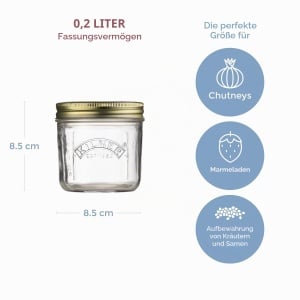 Borcan pentru conservare Kilner, 200ml, din sticla cu capac metalic - Img 2