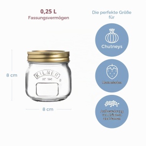 Borcan pentru conserve Kilner 250 ml cu capac metalic, 100 etans - Img 2