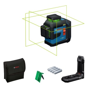 Bosch Professional Line Laser GLL 80-33 G (suport LB 10, laser verde, receptor raza de lucru 100 m (raza), sursa de alimentare dubla, baterii 4x1.5V LR6, geanta de protectie)