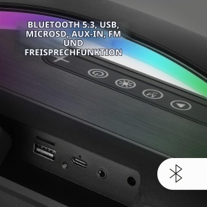 Boxa portabila Mars Gaming MS-Pulse, 50W RMS, Bluetooth, RGB, Negru - Img 3