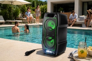 Boxa portabila SHARP PS931, 180W, neagra, cu LED-uri si acumulator - Img 7