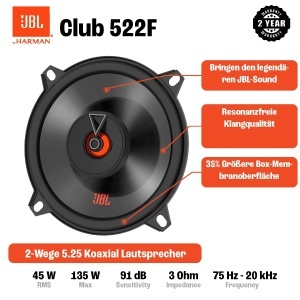 Boxe auto JBL Club 522F 13 cm 135W sunet clar si bass puternic - Img 3