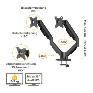 Brat dublu pentru monitoare Fellowes Everyday Plus, 232, ajustabil, cu sistem de prindere - Img 3