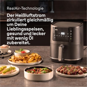 Braun Air Fryer MultiFry 3 HF 3030, 4,3 L, 1500W, control digital al temperaturii, 80-200degC, cronometru, 8 programe, control tactil, acoperire antiaderenta, cos de gatit si suport pentru masina de spalat vase, negru - Img 3