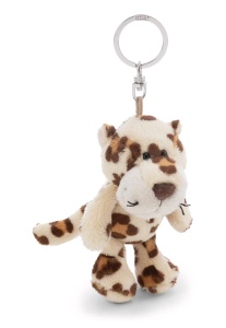 Breloc Leopard NICI 10cm - bej, cu inel metalic pentru rucsac si geanta