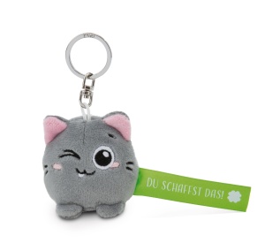Breloc Pisica NICI Du schaffst das 5cm, Verde, Plush - Img 1