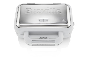 Breville DuraCeramic Sandwich Maker cu farfurii adanci | Prajitor de paine sandwich pentru 2 felii cu temperatura variabila [VST070X], alb