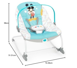 Bright Starts Disney Baby Mickey Mouse Scaun Bebe si Copii cu Vibratii si Bara de Jucarii Detasabila - Img 3