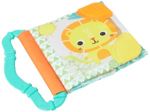 Bright Starts, Teethe & Read, jucarie de prindere pentru zornait, carte din tesatura si carte cu imagini cu animale din tesatura, carte trosnita, dentitie pentru a calma gingiile, jucarii pentru bebelusi si copii mici de la 3 luni - Img 4
